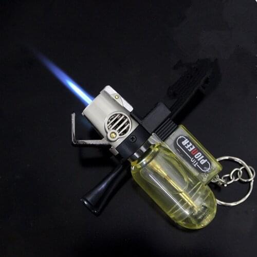 Powerful Transparent Small Welding Torch Lighter Spray Gun Windproof Plastic Creative Key Pendant Inflatable Lighter Men Gadget