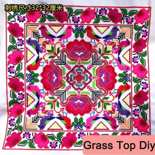 Chinese Folk Fashion Luck Flower Bird Pattern Cross-stitch Embroidery Applique Patches Garments Apparel Decorative Accessories