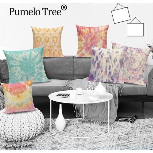 Watercolor Painting Cushion Cover Abstract Colorful Stripe Pillow Cover Bohemian Cushion Case for Decorative Sofa Kissenbezug