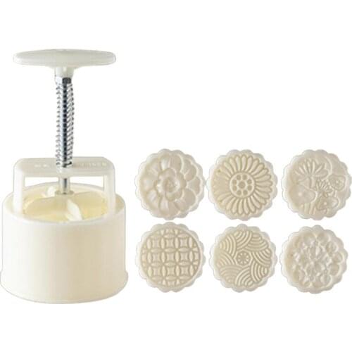 Cookie Stamp Moon Cake Mold Set with Mode Pattern Bath Bombs DIY Festival Decoration Hand Cutter Cake Mold Kitchen Gift