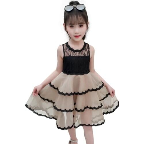 Girls Princess Dress Lace Kids Party Dresses For Girls Tiered Dress Kids Summer Childrens Clothing 6 8 10 12 14