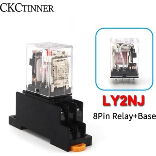 1Pcs LY2NJ HH62P Electronic Micro Mini Electromagnetic Relay With base 10A 8PIN Coil DPDT DC12V 24V AC110V 220V