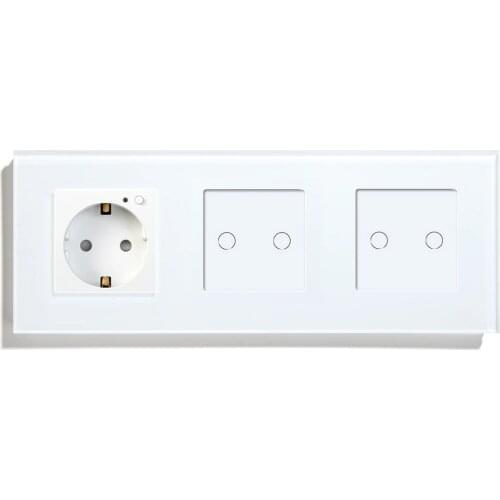 BSEED Wifi Touch Switch 1 Gang 2 Gang With Wifi EU Standard Socket Tuya Alexa Compatible