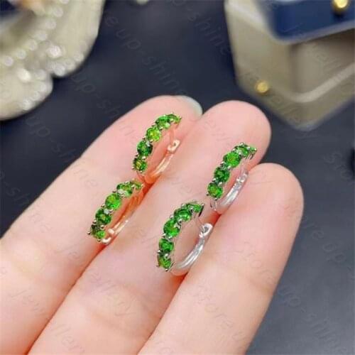 Natural Diopside S925 Earrings Are Suitable Fine Fashion Jewelry For Womens Wedding And Party Free Shipping