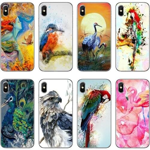 Watercolor Bird painting Silicone Phone Case For Huawei P30 P20 Pro P10 P9 P8 Lite Y5 Y6 Y7 Y9 Prime P Smart Plus 2018 2019