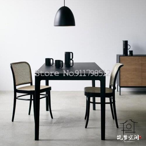 Nordic ins solid wood rattan chair medieval desk chair modern minimalist home dining chair net red makeup back chair