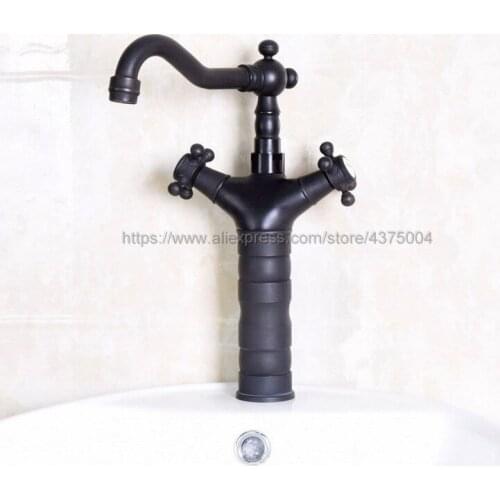 Basin Faucets Oil Rubbed Bronze Double Cross Handle Bathroom Sink Faucet Swivel Spout Bath basin Vanity Mixer Taps Nnf140