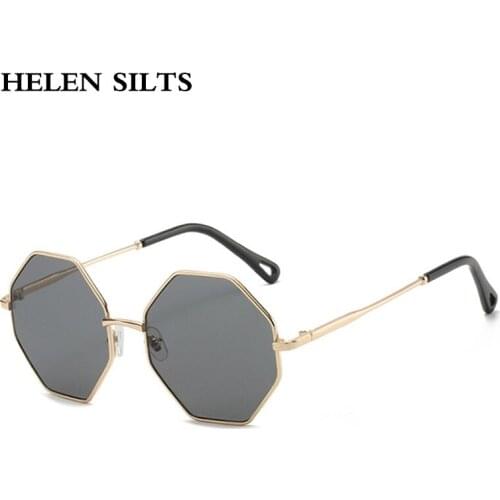 New Fashion Polygon Sunglasses Women Brand Design Vintage Square Sun Glasses For Female Shades Metal Irregular Eyeglasses UV400