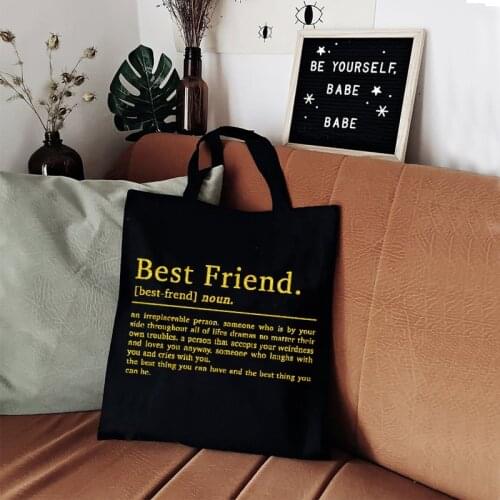 Friendship Print Shipping Bags Best Friend Gift Bestie Birthday Cute Bags Gift for Her Friendship Quote Fashion Tote Bag Letter