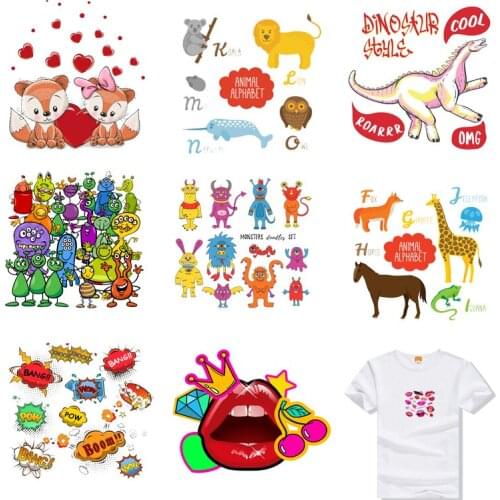 Iron-on Transfers for Clothing Patches Clorhing Stickers Stripe Dress Diy Cartoon Patch Vinyle Adhesive Flex Fusible Transfer C