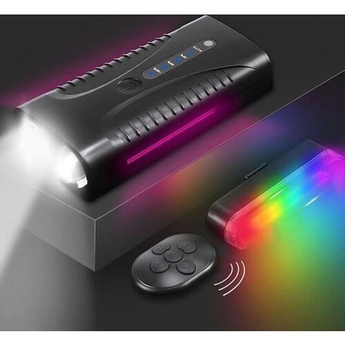 Rainbow Color Bike Taillight Riding Rear Light Colorful Waterproof LED USB Rechargeable Wireless Remote Control Bicycle Lights