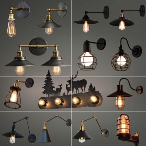 Iron black lampshade wall lamp vintage cage guard sconce loft lighting fixture modern indoor lighting wall lamps