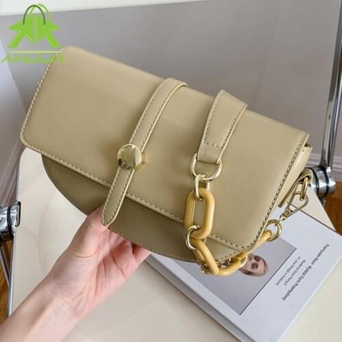 Ladies Luxury Handbag 2021 Summer New Semicircle Solid Color Messenger Bag Fashion Chain All-match Shoulder Bag Sac Main Femme