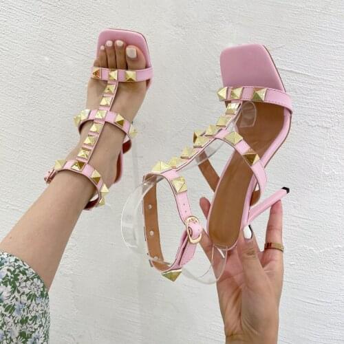 Fashion stiletto high heels female summer girl fairy style with skirt 2021 new style rivet sandals with temperament