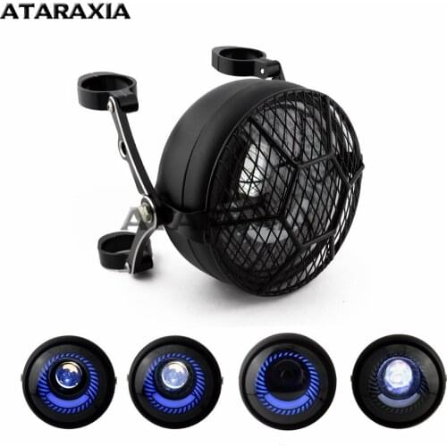 6.5 inch Motorcycle LED Headlight Lamp Halo DRL Moto Bike LED Headlamp Mount For Cafe Racer Front Light Lampshade Light Bracket