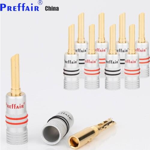 8pcs Preffair Hi-end BA1466 CMC Pure Copper Losed Screw Speaker Cable Banana Plugs Hifi Audio Grade Connector