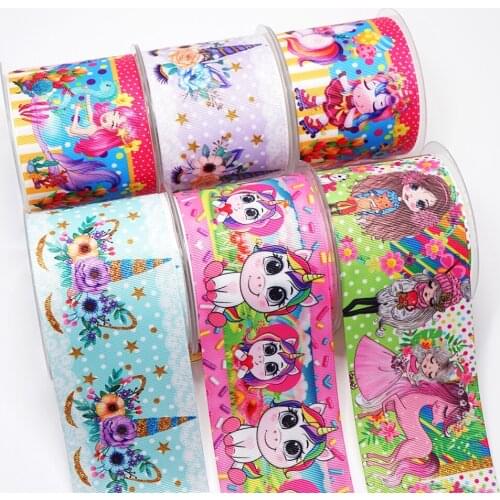 Choshim accessories 10 Yards Per Size Uniorn Ribbon Printed Grosgrain Ribbon DIY Bow Bag Material 47816