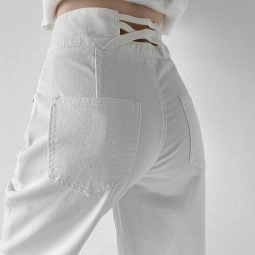 White Jeans Woman High Waist 2021 New Streetwear Baggy Mom Jean Vintage Denim Trousers Pocket Washed Casual Fashion Y2k Pants