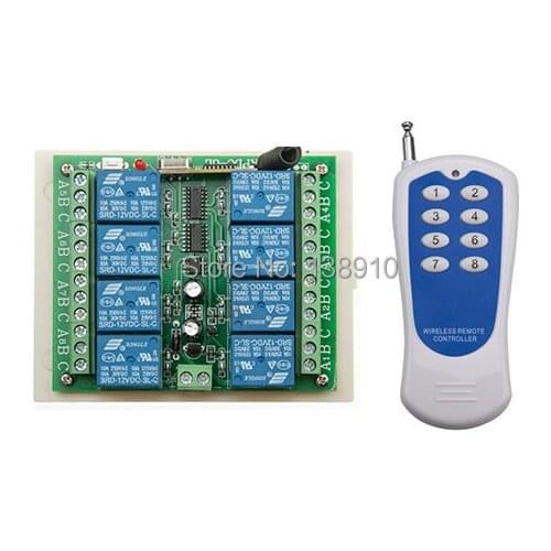New 433MHZ DC 12V 8 CH channel RF Wireless Remote Control Switch teleswitch remote control