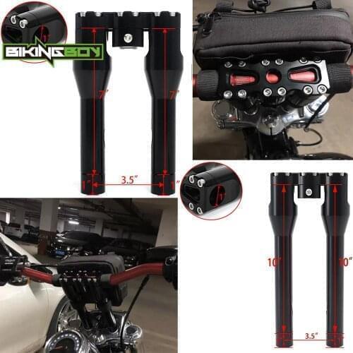 BIKINGBOY For Harley Dyna Street Bob Super Glide Low Rider Softail Sportster 1" 22mm Handlebar Clip On Risers 7" 8" 10" 11" CNC