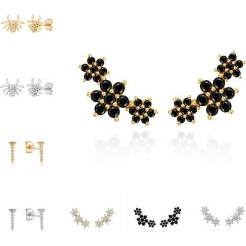 BOAKO Spider Bee Earrings For Women 925 Sterling Silver Stud Earrings Piercing Jewelry Ear Cuffs Pendientes Серьги #10.5