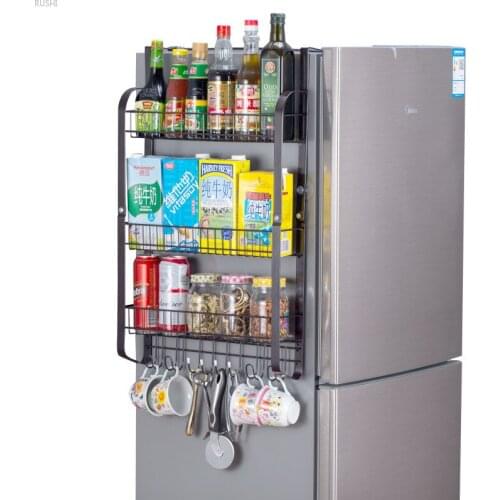 Big Capacity Refrigerator Side Wall Rack Condiment Shelf Kitchen Seasoning Rack Wall Mounted on Refrigerator Storage Rack