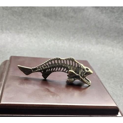 Handmade copper fishbone key chain pendant waist hanging, Retro brass key chain, personalized and creative ornaments