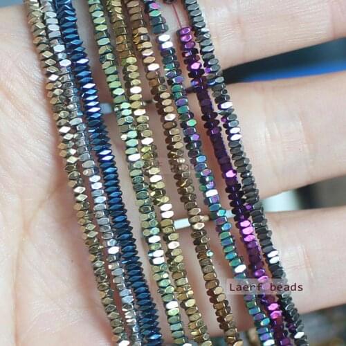 Natural Hematite Plated color Faceted Rectanger1x2/2x3/2x4mm Loose beads,For DIYJewelry making! Mixed wholesale for all items