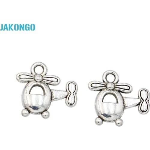 10PCS Vintage Tibetan Silver Plated Helicopters Charms Beads Pendants for Jewelry Making Bracelet DIY Handmade 14x15mm