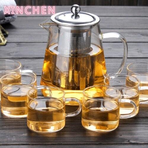 450ML/550ML/750ML/950ML/1300ML Glass Kettle Heat Resistant Teapot With Filter Home Office Borosilicate Tea Set Glass Maker