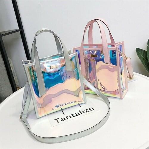 Women Hologram Transparent Shoulder Bag Clear Laser Handbag Holographic Purse