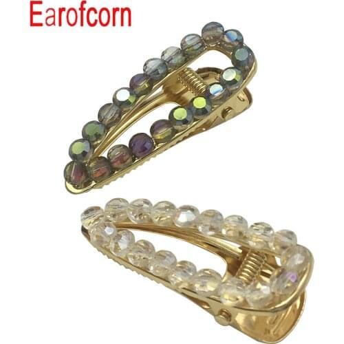 Earofcorn 2019Exquisite Fashion Assembled Sweet Set Crystal Colorful Rhinestone Hair Cilp Wild Hair Jewelry for Women Gift 2pcs