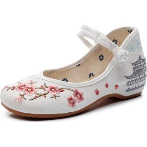 Ethnic Retro Canvas Loafers Embroidered Shoes Casual Outdoor Espadrilles Hanfu Shoes Summer Women Shoes Embroidery Fabric Linen