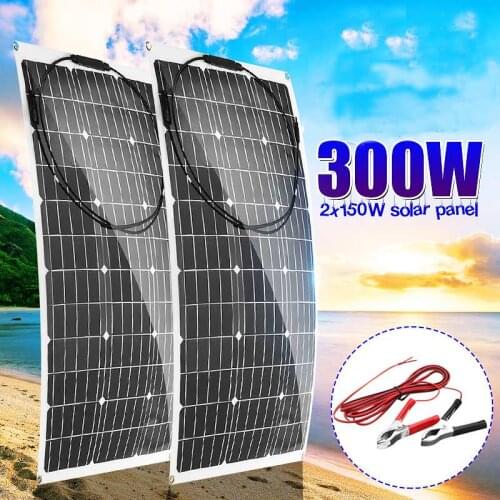 Solar Panel 18V 300W 150W Flexible Solar Panel Camping RV Boat Battery Charger Solar System Solar Panel Kit Complete For Home