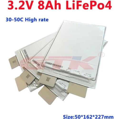 GTK 3.2V 8Ah lifepo4 cell 3.2v lithium battery 50C 400A High rate DIY 12V 24V vehicle emergency start battery trolling boat
