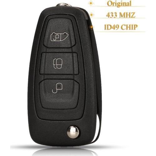 Kutery 5pcs 3 Buttons Remote Car Key Fob 433MHZ ID49 For Ford Tourneo Custom Focus Kuga Escape Mondeo Original No Blade
