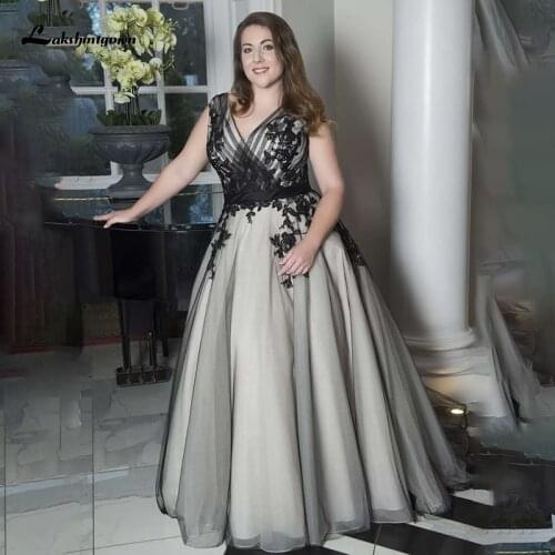 Lakshmigown Lace Appliques Gothic Wedding Dresses Black Vintage A-Line Bridal Ball Gowns Pricness Sweep Train Plus Size For Sale