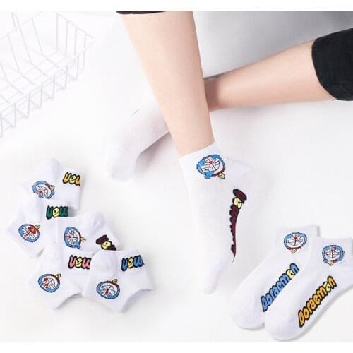Summer Net Face Cartoon Blue Fat Socks Female Letter Thin Cotton Net Sport Popular Logo Short Hose WOMEN Socks