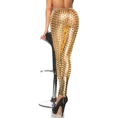 LZCMsoft Women Punk Rock Leggings Hollow Out Leggings Party Digital Skinny Trousers 3D Intricately Crafted Leggings Pants