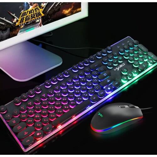 Metal Panel 104 Gaming Russian Keyboard Retro Round Glowing Keycap Backlit USB Wired Metal Panel Illuminated Border Waterproof