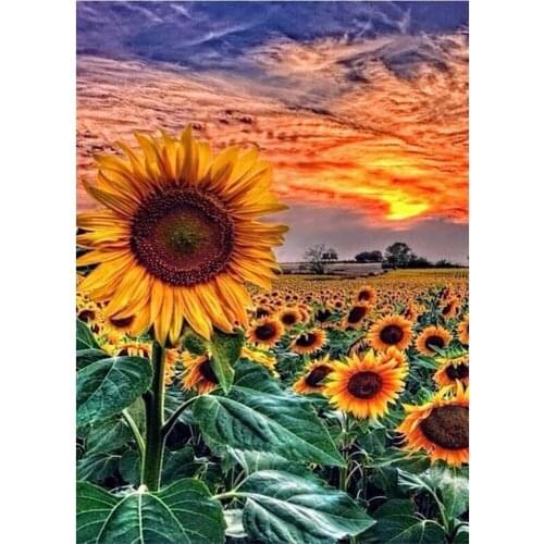Flower Sunflower DIY 11CT Embroidery Cross Stitch Kits Craft Needlework Set Cotton Thread Printed Canvas Home Wholesale