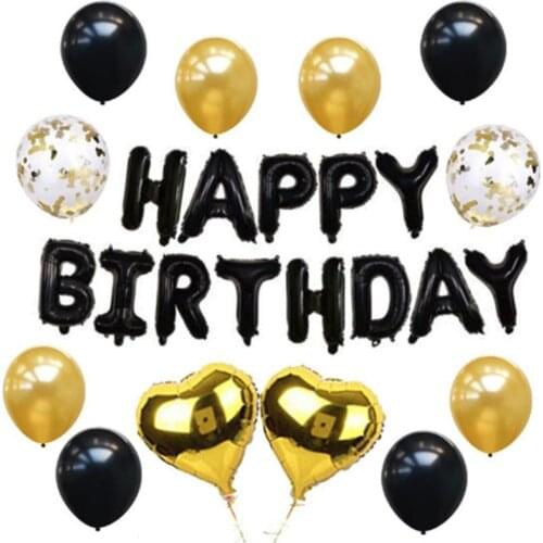 Gold Heart Theme Black Gold Balloon Set Boys Girls Birthday Party Baby Shower Party Childrens Day