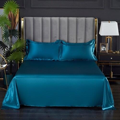 New Rayon Bed Sheet Solid Color Faux Silk Flat Sheet Satin Simple Style Soft Comfortable Bedsheet Free Shipping
