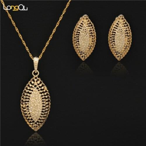 Parure jewelry woman Gold-color dubai ethiopian jewelry for wedding party brides party overgild nigerian jewelry sets