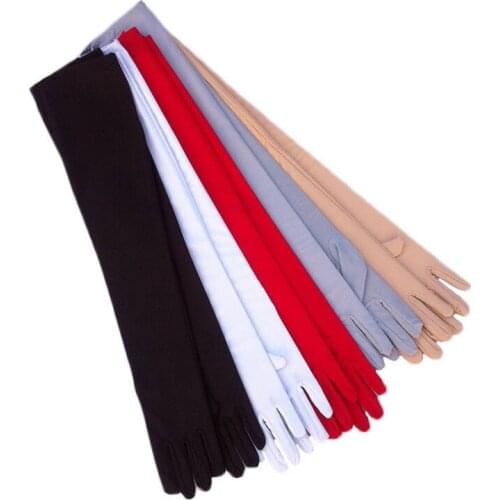 Popular Cheap Wedding Gloves Matte White Black Fingers Gloves Spandex Elbow Length Long Bridal Glove Wedding Accessories WG01