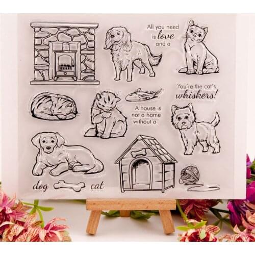 Pet Cats and Dogs CLEAR STAMPS Scrapbook Christmas Card Paper Craft Silicon Rubber Roller Transparent Stamps