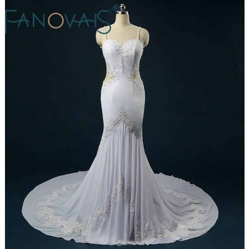 Real Photo See Through Back Mermaid Wedding Dress Lace Applique Sweetheart Chapel Train Wedding Dresses 2019 abito da sposa rosa