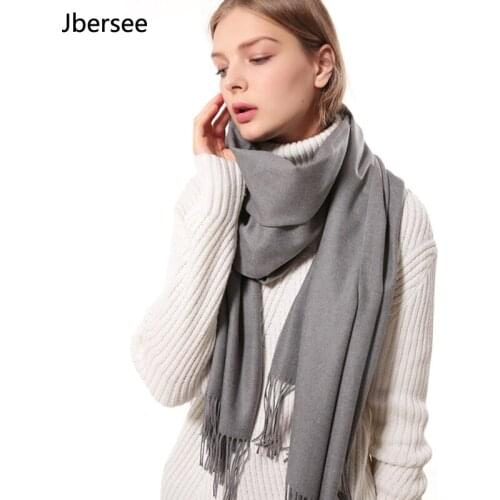 Luxury Brand Cashmere Scarf Women Solid Winter Thick Wool Pashmina Shawl Fashion Tassel Shawls and Wraps Warm Ladies Scarves