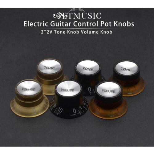 4PCS 2V2T Electric Guitar Knobs Top Hat Tone Volume Speed Control Knobs Gold for LP/SG Style Guitar Parts
