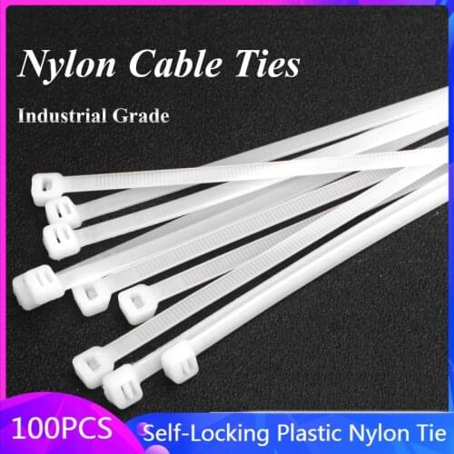 100 PCS Self-locking plastic nylon tie black 5X300cable tie fastening ring3X200 cable tie zip wraps strap nylon cable tie set